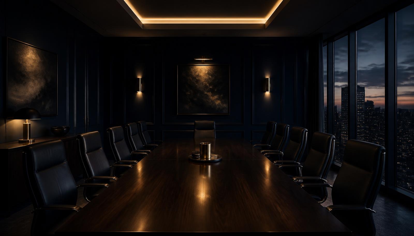 Premium boardroom at dusk